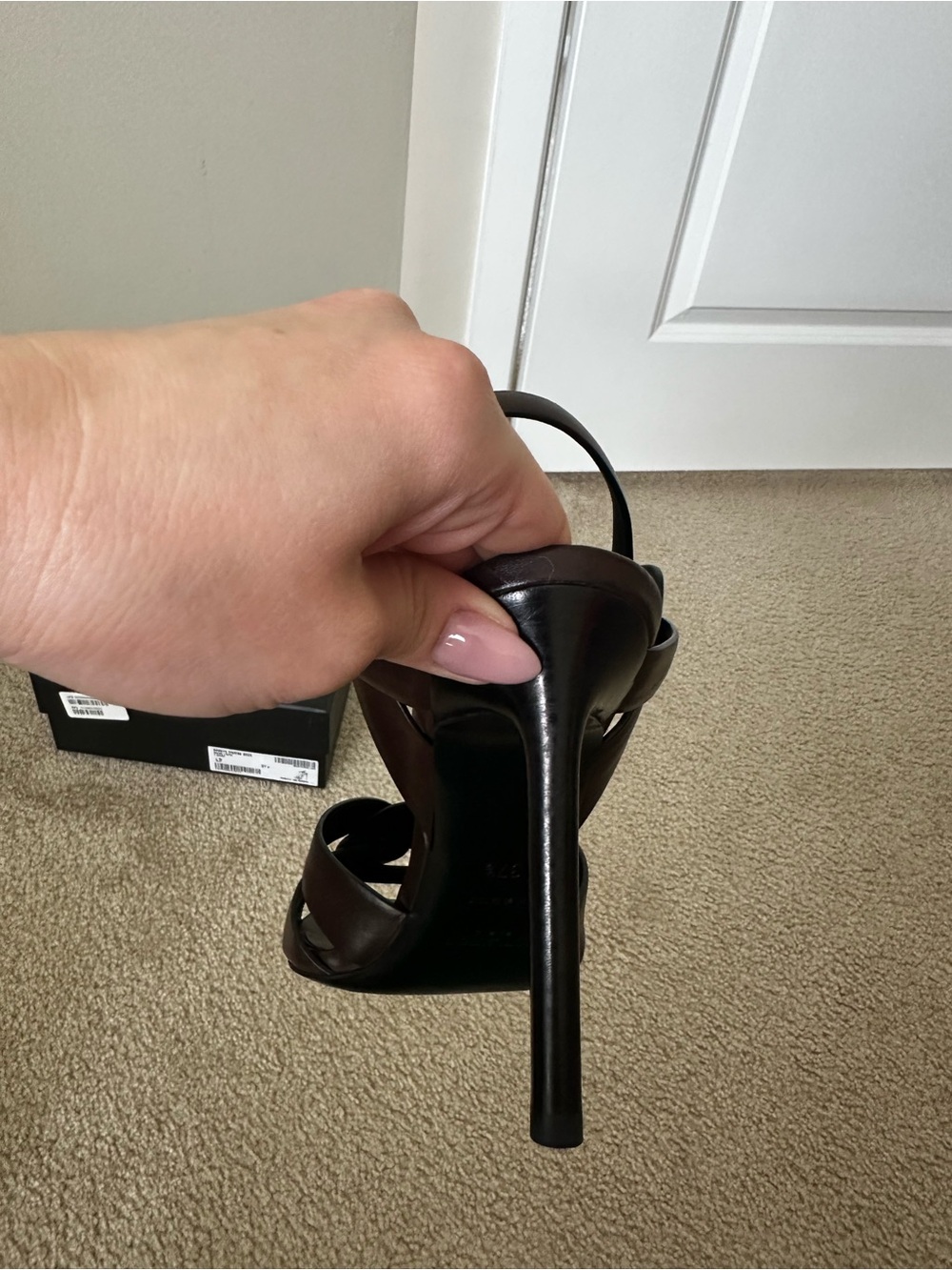 Authentic Saint Laurent Tribute T-Strap Leather Sandals Heels Brown Size 37 - Picture 9 of 13